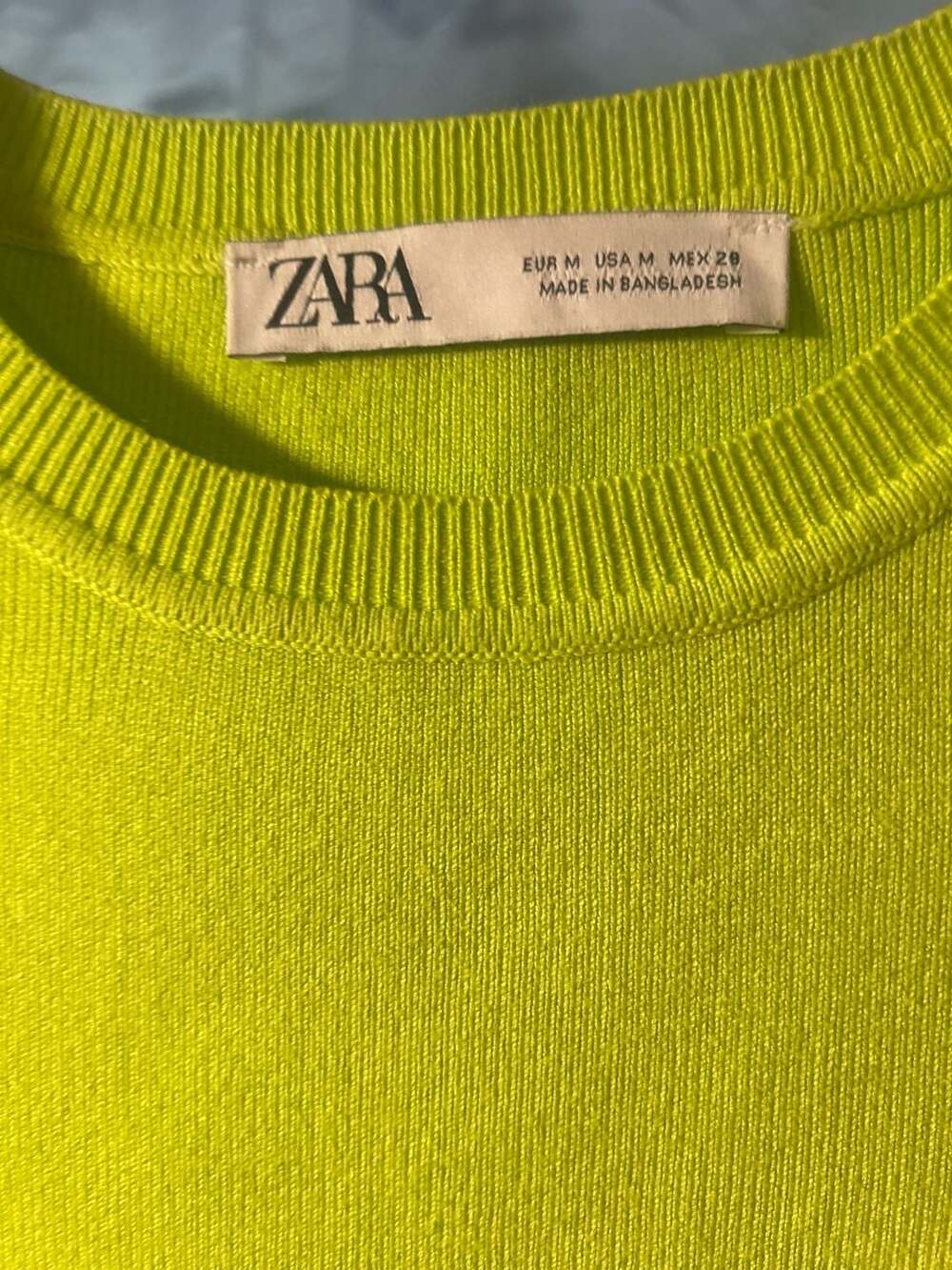 Zara Lime Green Ribbed Knit Crop Top